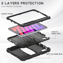 Load image into Gallery viewer, Tri-Layer Protection Screen Frame Heavy Duty PC Hybrid Silicone Case with Holder, For iPad mini 6 / mini 2024