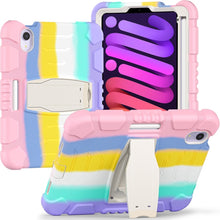 Load image into Gallery viewer, Tri-Layer Protection Screen Frame Heavy Duty PC Hybrid Silicone Case with Holder, For iPad mini 6 / mini 2024