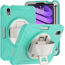 Load image into Gallery viewer, 360 Degree Rotation PC + TPU Protective Case with Holder &amp; Hand-strap, For iPad mini 6 / mini 2024