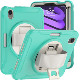 360 Degree Rotation PC + TPU Protective Case with Holder & Hand-strap, For iPad mini 6 / mini 2024