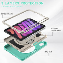Load image into Gallery viewer, 360 Degree Rotation PC + TPU Protective Case with Holder &amp; Hand-strap, For iPad mini 6 / mini 2024