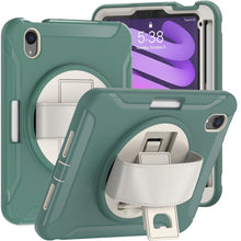 Load image into Gallery viewer, 360 Degree Rotation PC + TPU Protective Case with Holder &amp; Hand-strap, For iPad mini 6 / mini 2024