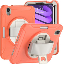 Load image into Gallery viewer, 360 Degree Rotation PC + TPU Protective Case with Holder &amp; Hand-strap, For iPad mini 6 / mini 2024
