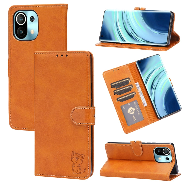 Embossed Happy Cat Pattern Horizontal Flip Leather Case with Holder & Card Slots & Wallet, For Xiaomi Redmi Note 10 Pro 5G, For Xiaomi Redmi 10, For Xiaomi Mi 11, For Xiaomi Mi 11T, For Xiaomi Mi 11 Ultra, For Xiaomi Mi 11 Lite, For Google Pixel 5a 5G ...