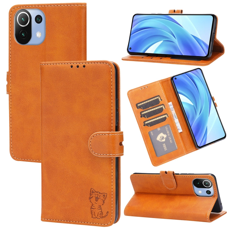 Embossed Happy Cat Pattern Horizontal Flip Leather Case with Holder & Card Slots & Wallet, For Xiaomi Redmi Note 10 Pro 5G, For Xiaomi Redmi 10, For Xiaomi Mi 11, For Xiaomi Mi 11T, For Xiaomi Mi 11 Ultra, For Xiaomi Mi 11 Lite, For Google Pixel 5a 5G ...