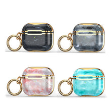 Load image into Gallery viewer, Marble Texture Electroplating Frame Earphone Protective Case with Hook, For AirPods 3