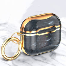 Load image into Gallery viewer, Marble Texture Electroplating Frame Earphone Protective Case with Hook, For AirPods 3