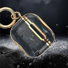 Load image into Gallery viewer, Marble Texture Electroplating Frame Earphone Protective Case with Hook, For AirPods 3