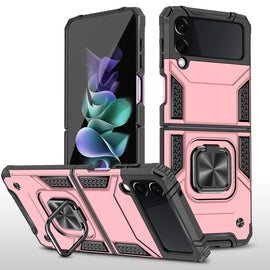Magnetic Armor Shockproof TPU + PC Folding Case with Metal Ring Holder, For Samsung Galaxy Z Flip3 5G