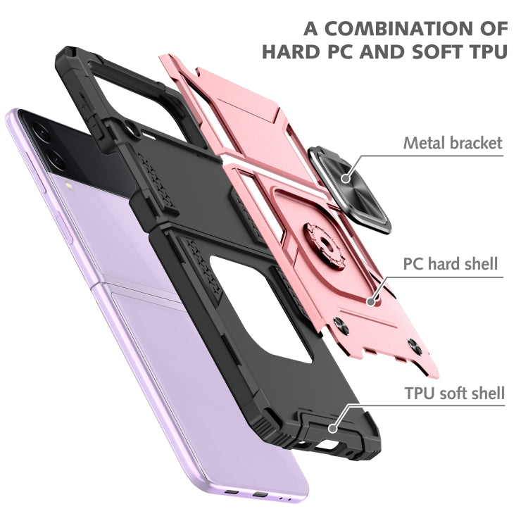 Magnetic Armor Shockproof TPU + PC Folding Case with Metal Ring Holder, For Samsung Galaxy Z Flip3 5G