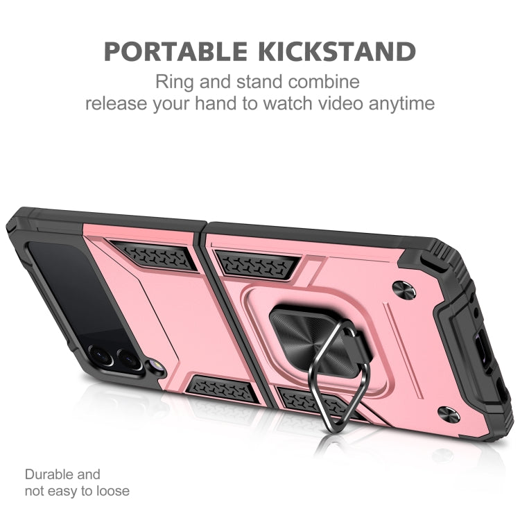 Magnetic Armor Shockproof TPU + PC Folding Case with Metal Ring Holder, For Samsung Galaxy Z Flip3 5G