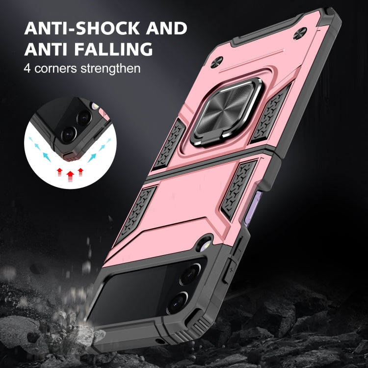 Magnetic Armor Shockproof TPU + PC Folding Case with Metal Ring Holder, For Samsung Galaxy Z Flip3 5G