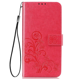 Four-leaf Clasp Embossed Leather Case with Lanyard & Card Slot & Wallet & Holder, For Samsung Galaxy A03s 166mm