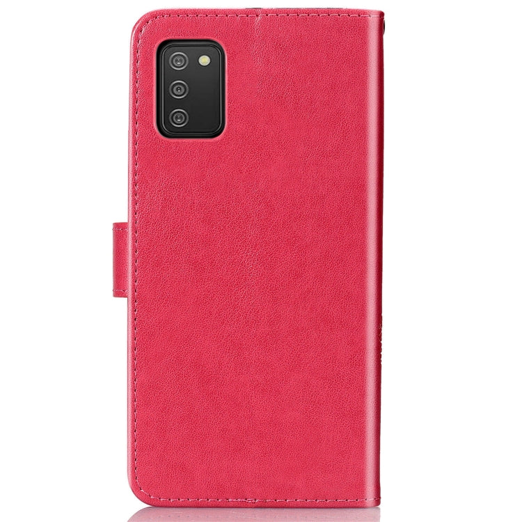 Four-leaf Clasp Embossed Leather Case with Lanyard & Card Slot & Wallet & Holder, For Samsung Galaxy A03s 166mm