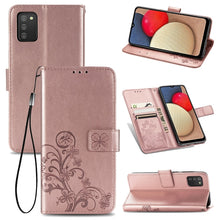Load image into Gallery viewer, Four-leaf Clasp Embossed Leather Case with Lanyard &amp; Card Slot &amp; Wallet &amp; Holder, For Samsung Galaxy A03s 166mm