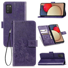 Load image into Gallery viewer, Four-leaf Clasp Embossed Leather Case with Lanyard &amp; Card Slot &amp; Wallet &amp; Holder, For Samsung Galaxy A03s 166mm