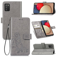 Load image into Gallery viewer, Four-leaf Clasp Embossed Leather Case with Lanyard &amp; Card Slot &amp; Wallet &amp; Holder, For Samsung Galaxy A03s 166mm