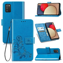 Load image into Gallery viewer, Four-leaf Clasp Embossed Leather Case with Lanyard &amp; Card Slot &amp; Wallet &amp; Holder, For Samsung Galaxy A03s 166mm