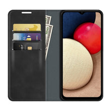 Load image into Gallery viewer, Retro-skin Magnetic Suction Leather Case with Holder &amp; Card Slots &amp; Wallet, For Galaxy A03s 166mm
