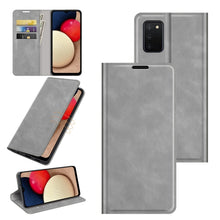 Load image into Gallery viewer, Retro-skin Magnetic Suction Leather Case with Holder &amp; Card Slots &amp; Wallet, For Galaxy A03s 166mm
