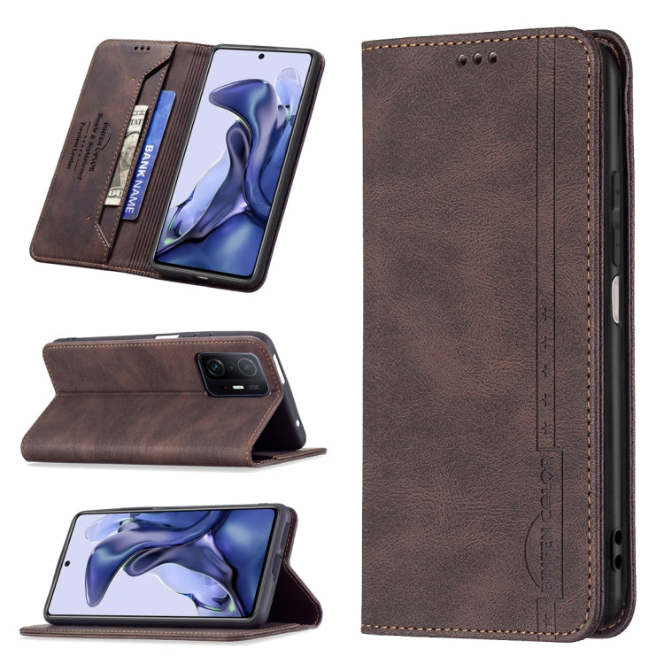 Magnetic RFID Blocking Anti-Theft Leather Case with Holder & Card Slots & Wallet, For Xiaomi 11T / 11T Pro, For Xiaomi Poco M3/Redmi Note 9 4G, For Xiaomi Poco M3 Pro/Redmi Note 10 5G, For Xiaomi Poco X3 / X3 NFC