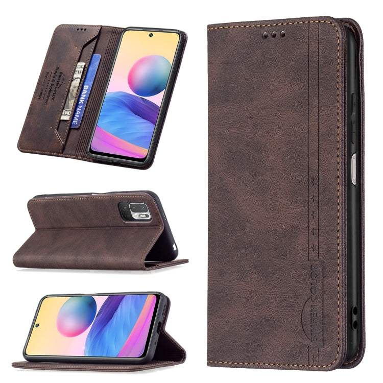 Magnetic RFID Blocking Anti-Theft Leather Case with Holder & Card Slots & Wallet, For Xiaomi 11T / 11T Pro, For Xiaomi Poco M3/Redmi Note 9 4G, For Xiaomi Poco M3 Pro/Redmi Note 10 5G, For Xiaomi Poco X3 / X3 NFC