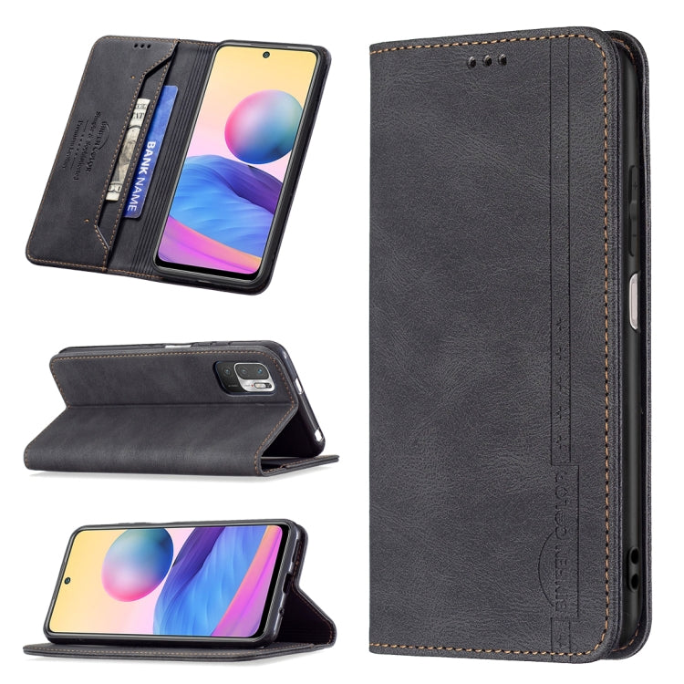 Magnetic RFID Blocking Anti-Theft Leather Case with Holder & Card Slots & Wallet, For Xiaomi 11T / 11T Pro, For Xiaomi Poco M3/Redmi Note 9 4G, For Xiaomi Poco M3 Pro/Redmi Note 10 5G, For Xiaomi Poco X3 / X3 NFC