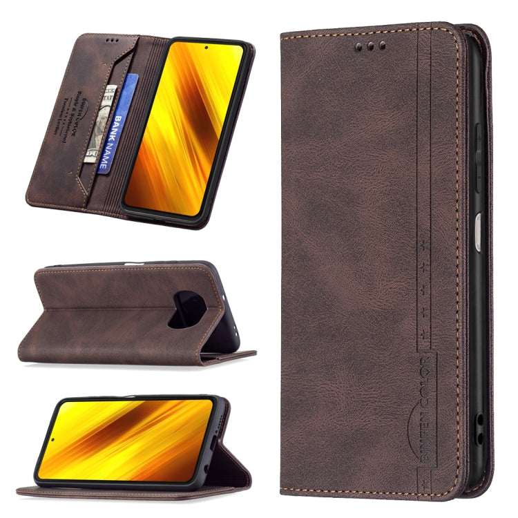 Magnetic RFID Blocking Anti-Theft Leather Case with Holder & Card Slots & Wallet, For Xiaomi 11T / 11T Pro, For Xiaomi Poco M3/Redmi Note 9 4G, For Xiaomi Poco M3 Pro/Redmi Note 10 5G, For Xiaomi Poco X3 / X3 NFC