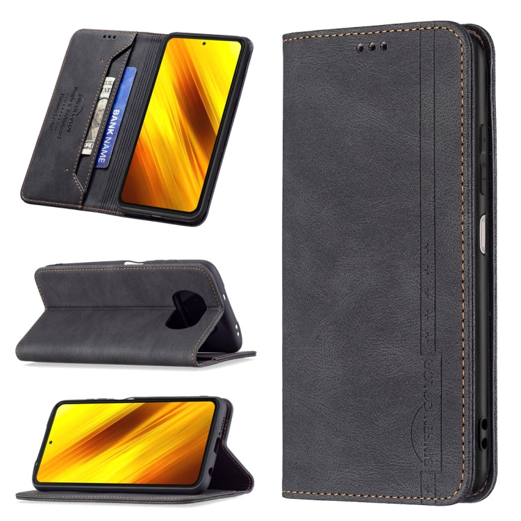Magnetic RFID Blocking Anti-Theft Leather Case with Holder & Card Slots & Wallet, For Xiaomi 11T / 11T Pro, For Xiaomi Poco M3/Redmi Note 9 4G, For Xiaomi Poco M3 Pro/Redmi Note 10 5G, For Xiaomi Poco X3 / X3 NFC
