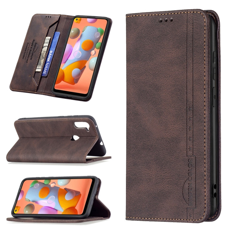 Magnetic RFID Blocking Anti-Theft Leather Case with Holder & Card Slots & Wallet, For Samsung Galaxy A11 / M11, For Samsung Galaxy A12, For Samsung Galaxy A21s, For Samsung Galaxy A21, For Samsung Galaxy A22 4G, For Samsung Galaxy A22 5G               ...