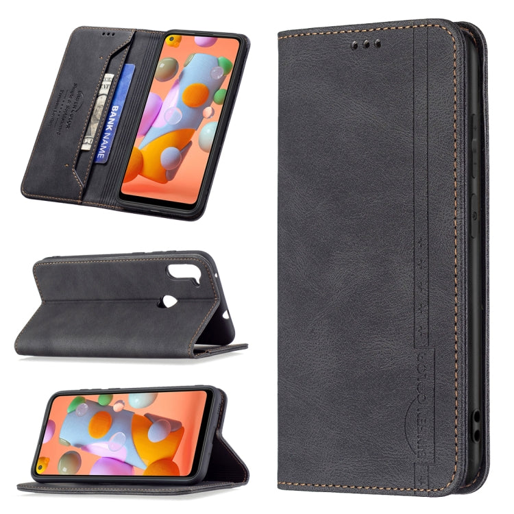 Magnetic RFID Blocking Anti-Theft Leather Case with Holder & Card Slots & Wallet, For Samsung Galaxy A11 / M11, For Samsung Galaxy A12, For Samsung Galaxy A21s, For Samsung Galaxy A21, For Samsung Galaxy A22 4G, For Samsung Galaxy A22 5G               ...
