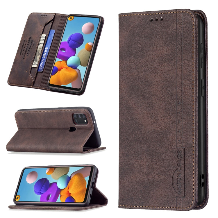 Magnetic RFID Blocking Anti-Theft Leather Case with Holder & Card Slots & Wallet, For Samsung Galaxy A11 / M11, For Samsung Galaxy A12, For Samsung Galaxy A21s, For Samsung Galaxy A21, For Samsung Galaxy A22 4G, For Samsung Galaxy A22 5G               ...