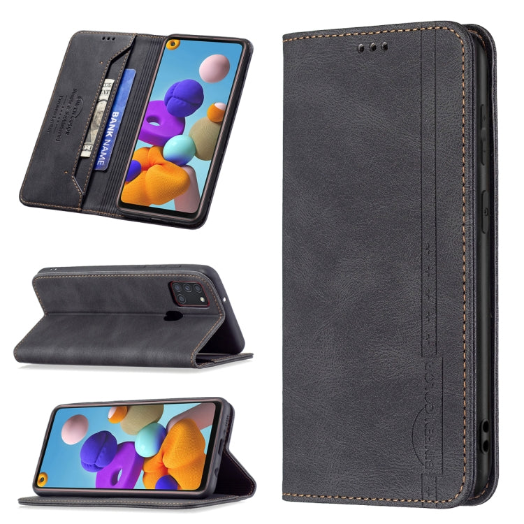 Magnetic RFID Blocking Anti-Theft Leather Case with Holder & Card Slots & Wallet, For Samsung Galaxy A11 / M11, For Samsung Galaxy A12, For Samsung Galaxy A21s, For Samsung Galaxy A21, For Samsung Galaxy A22 4G, For Samsung Galaxy A22 5G               ...