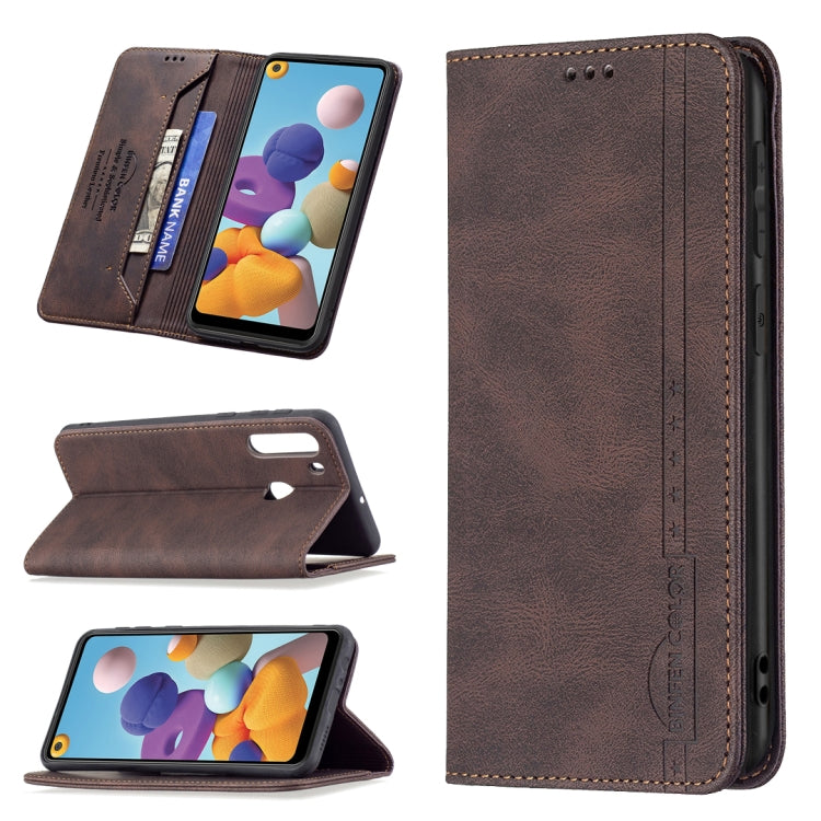 Magnetic RFID Blocking Anti-Theft Leather Case with Holder & Card Slots & Wallet, For Samsung Galaxy A11 / M11, For Samsung Galaxy A12, For Samsung Galaxy A21s, For Samsung Galaxy A21, For Samsung Galaxy A22 4G, For Samsung Galaxy A22 5G               ...