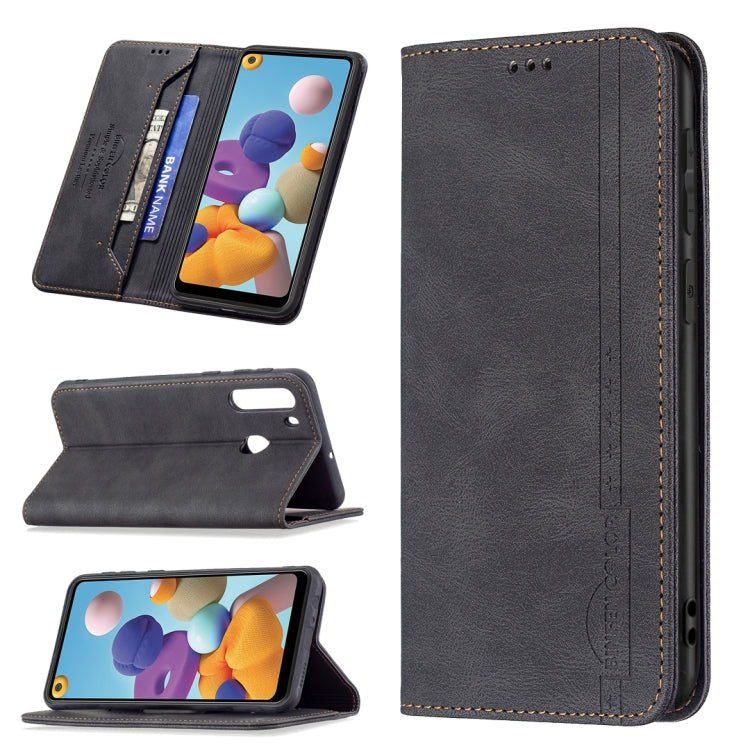 Magnetic RFID Blocking Anti-Theft Leather Case with Holder & Card Slots & Wallet, For Samsung Galaxy A11 / M11, For Samsung Galaxy A12, For Samsung Galaxy A21s, For Samsung Galaxy A21, For Samsung Galaxy A22 4G, For Samsung Galaxy A22 5G               ...