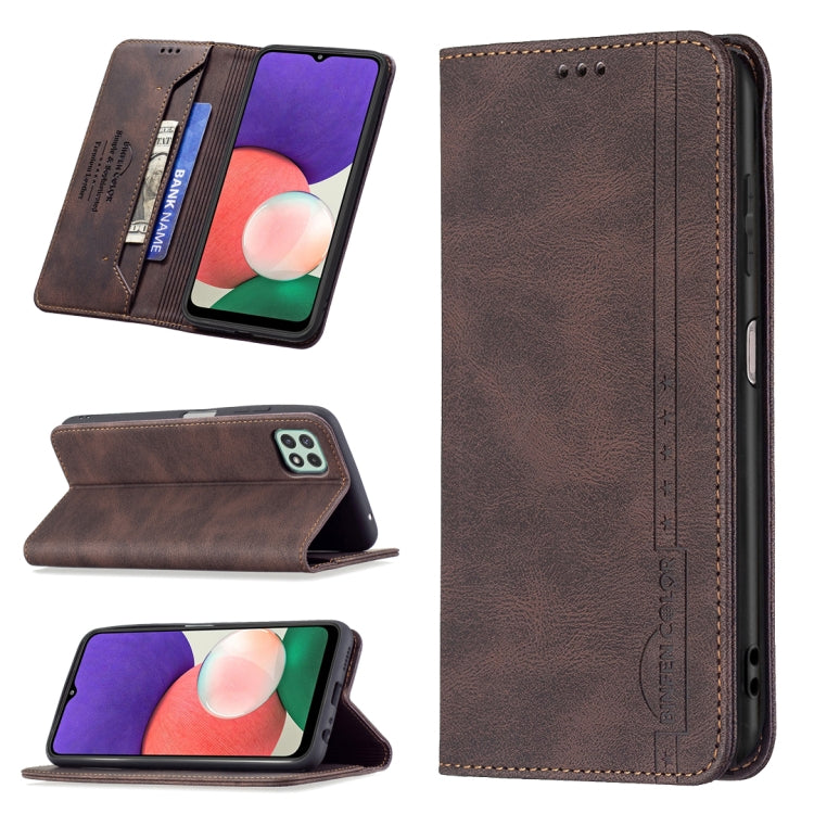 Magnetic RFID Blocking Anti-Theft Leather Case with Holder & Card Slots & Wallet, For Samsung Galaxy A11 / M11, For Samsung Galaxy A12, For Samsung Galaxy A21s, For Samsung Galaxy A21, For Samsung Galaxy A22 4G, For Samsung Galaxy A22 5G               ...
