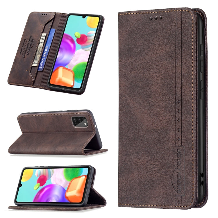 Magnetic RFID Blocking Anti-Theft Leather Case with Holder & Card Slots & Wallet, For Samsung Galaxy A11 / M11, For Samsung Galaxy A12, For Samsung Galaxy A21s, For Samsung Galaxy A21, For Samsung Galaxy A22 4G, For Samsung Galaxy A22 5G               ...