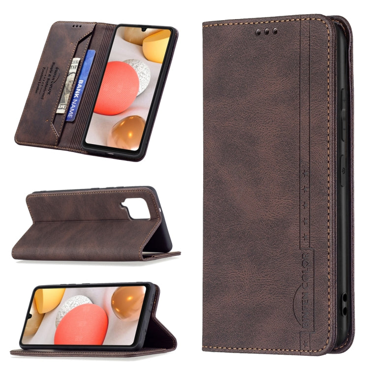 Magnetic RFID Blocking Anti-Theft Leather Case with Holder & Card Slots & Wallet, For Samsung Galaxy A11 / M11, For Samsung Galaxy A12, For Samsung Galaxy A21s, For Samsung Galaxy A21, For Samsung Galaxy A22 4G, For Samsung Galaxy A22 5G               ...