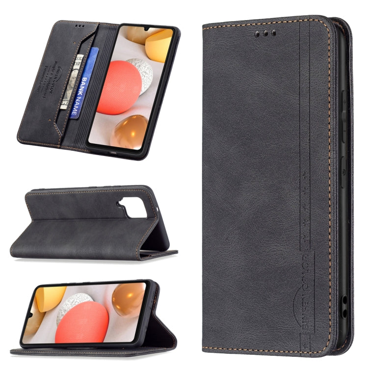 Magnetic RFID Blocking Anti-Theft Leather Case with Holder & Card Slots & Wallet, For Samsung Galaxy A11 / M11, For Samsung Galaxy A12, For Samsung Galaxy A21s, For Samsung Galaxy A21, For Samsung Galaxy A22 4G, For Samsung Galaxy A22 5G               ...