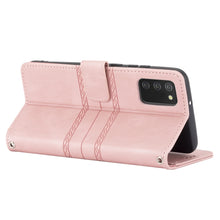 Load image into Gallery viewer, Embossed Striped Magnetic Buckle PU + TPU Horizontal Flip Leather Case, For Samsung Galaxy A02s 166mm