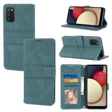 Load image into Gallery viewer, Embossed Striped Magnetic Buckle PU + TPU Horizontal Flip Leather Case, For Samsung Galaxy A02s 166mm