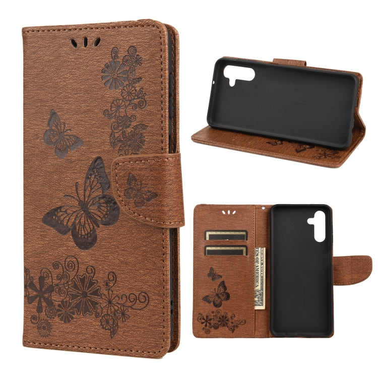 Butterfly Embossed Horizontal Flip Leather Phone Case with Card Slot & Holder, For Samsung Galaxy A13 5G