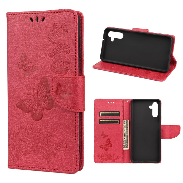Butterfly Embossed Horizontal Flip Leather Phone Case with Card Slot & Holder, For Samsung Galaxy A13 5G