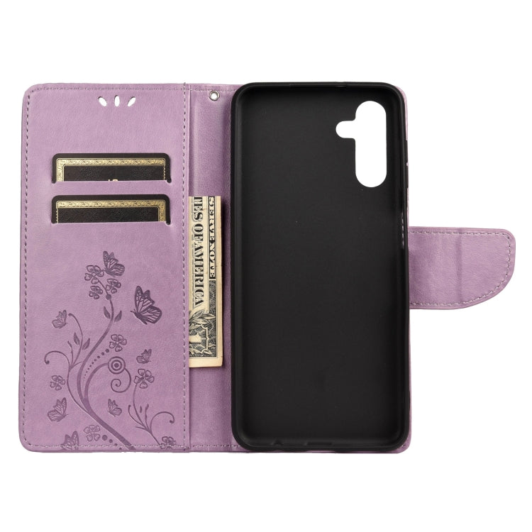 Butterfly Flower Pattern Horizontal Flip Leather Phone Case with Card Slot & Holder, For Samsung Galaxy A13 5G