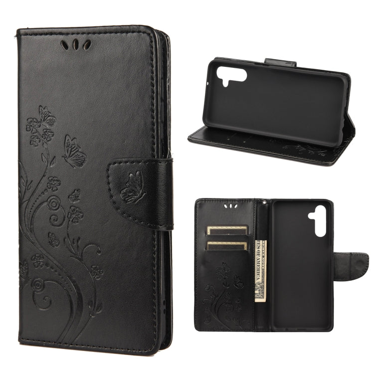 Butterfly Flower Pattern Horizontal Flip Leather Phone Case with Card Slot & Holder, For Samsung Galaxy A13 5G