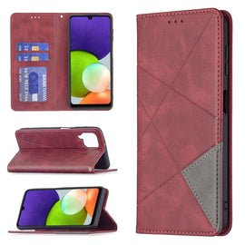 Rhombus Texture Horizontal Flip Magnetic Leather Phone Case with Holder & Card Slots, For Samsung Galaxy A22 4G