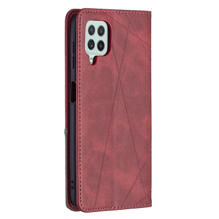 Rhombus Texture Horizontal Flip Magnetic Leather Phone Case with Holder & Card Slots, For Samsung Galaxy A22 4G