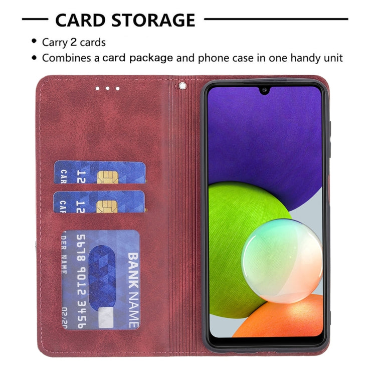 Rhombus Texture Horizontal Flip Magnetic Leather Phone Case with Holder & Card Slots, For Samsung Galaxy A22 4G