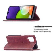 Load image into Gallery viewer, Rhombus Texture Horizontal Flip Magnetic Leather Phone Case with Holder &amp; Card Slots, For Samsung Galaxy A22 4G