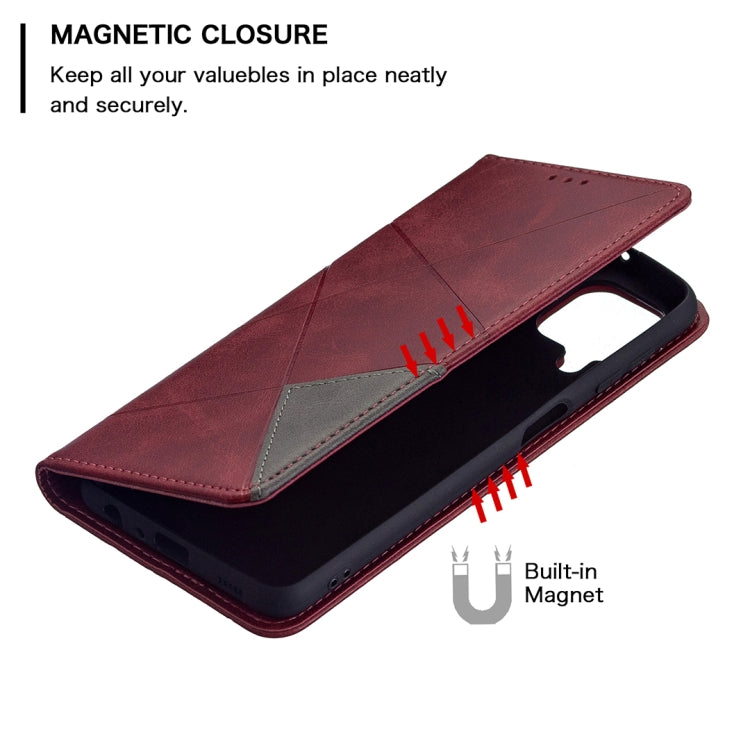 Rhombus Texture Horizontal Flip Magnetic Leather Phone Case with Holder & Card Slots, For Samsung Galaxy A22 4G